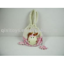 plush&stuffed giraffe bag,soft lady animal handbag